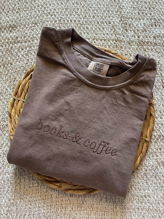 Books & Coffee Comfort Color Tee